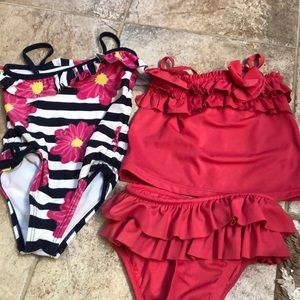 Two toddler girl swimsuits 18-24 months.